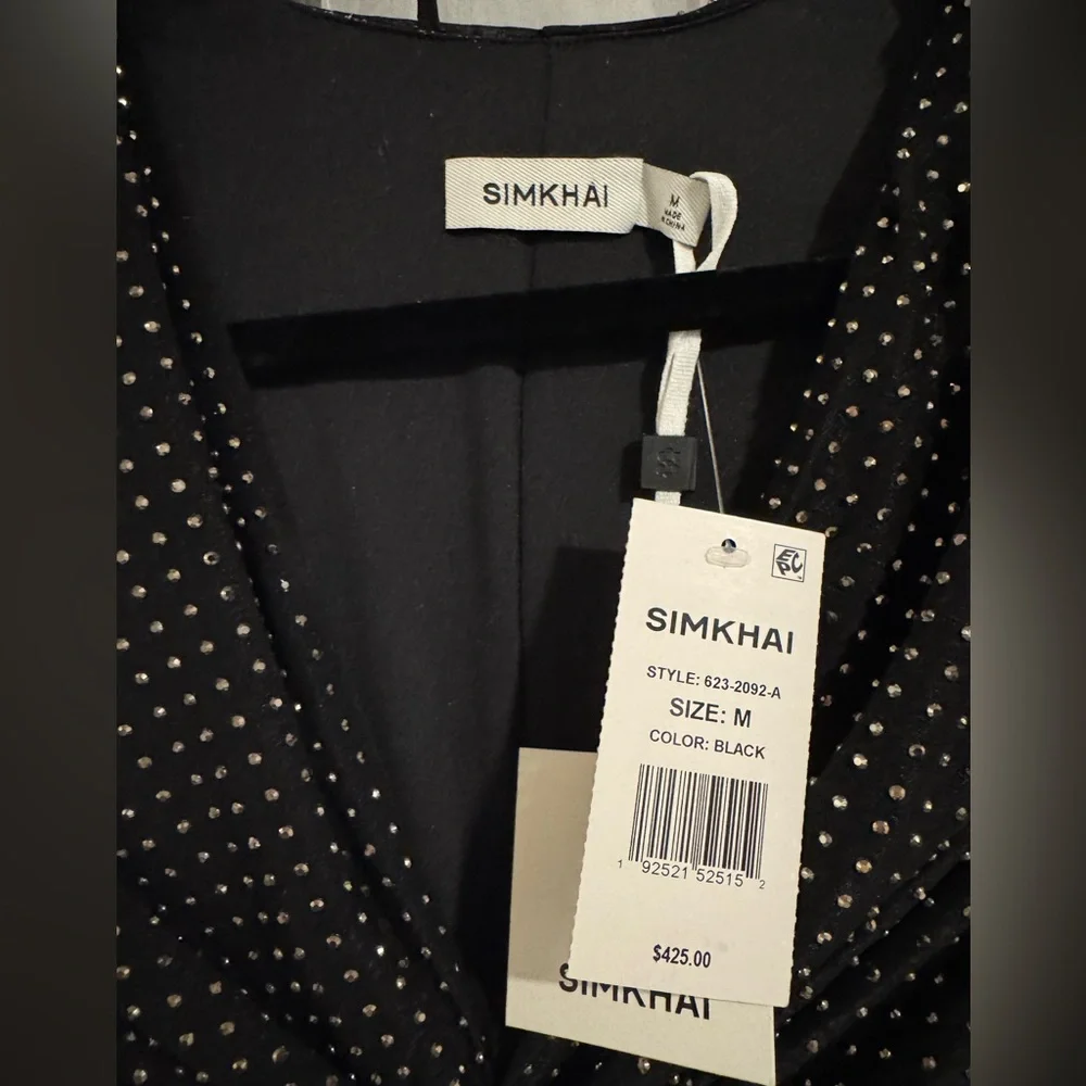 SIMKHAI Black Crystal Embellished Ruched Top – Size M (NWT, $425 Retail) - Picture 3 of 5